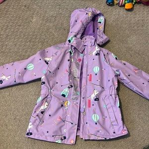 DILIBA Girls Rain Jacket with Hood!EUC! size 122/128 fits size 6/7 y.o